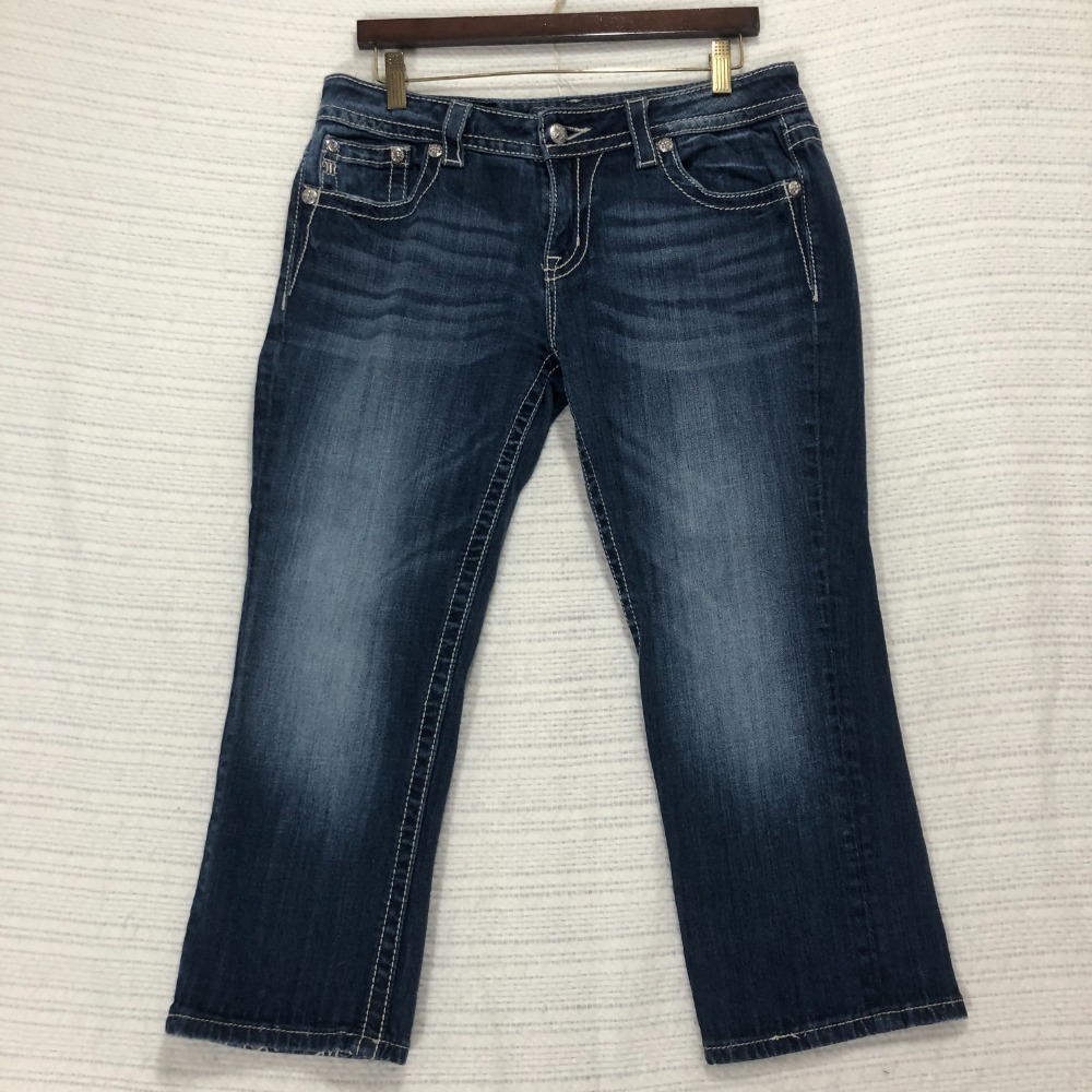Miss Me Embellished Bootcut Jeans Dark Wash Rhinestones Pockets Denim Size 30